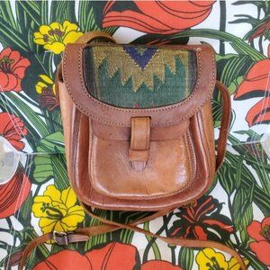 Vintage 80s Genuine Leather Small Boho Crossbody Purse